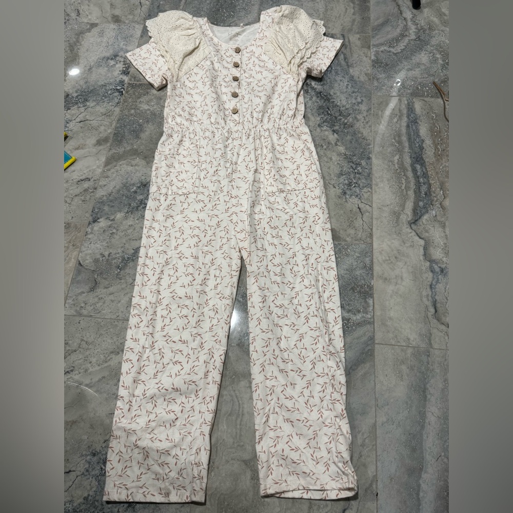 Jessica Simpson Cream and Pink Floral Jumpsuit